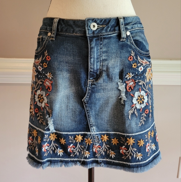 Altar'd State Dresses & Skirts - Altar'd State Blue Embellished A-line Mini Skirt
